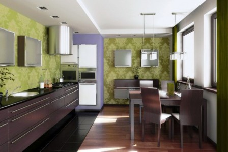 Если на кухне коричневая мебель, какие выбрать обои?